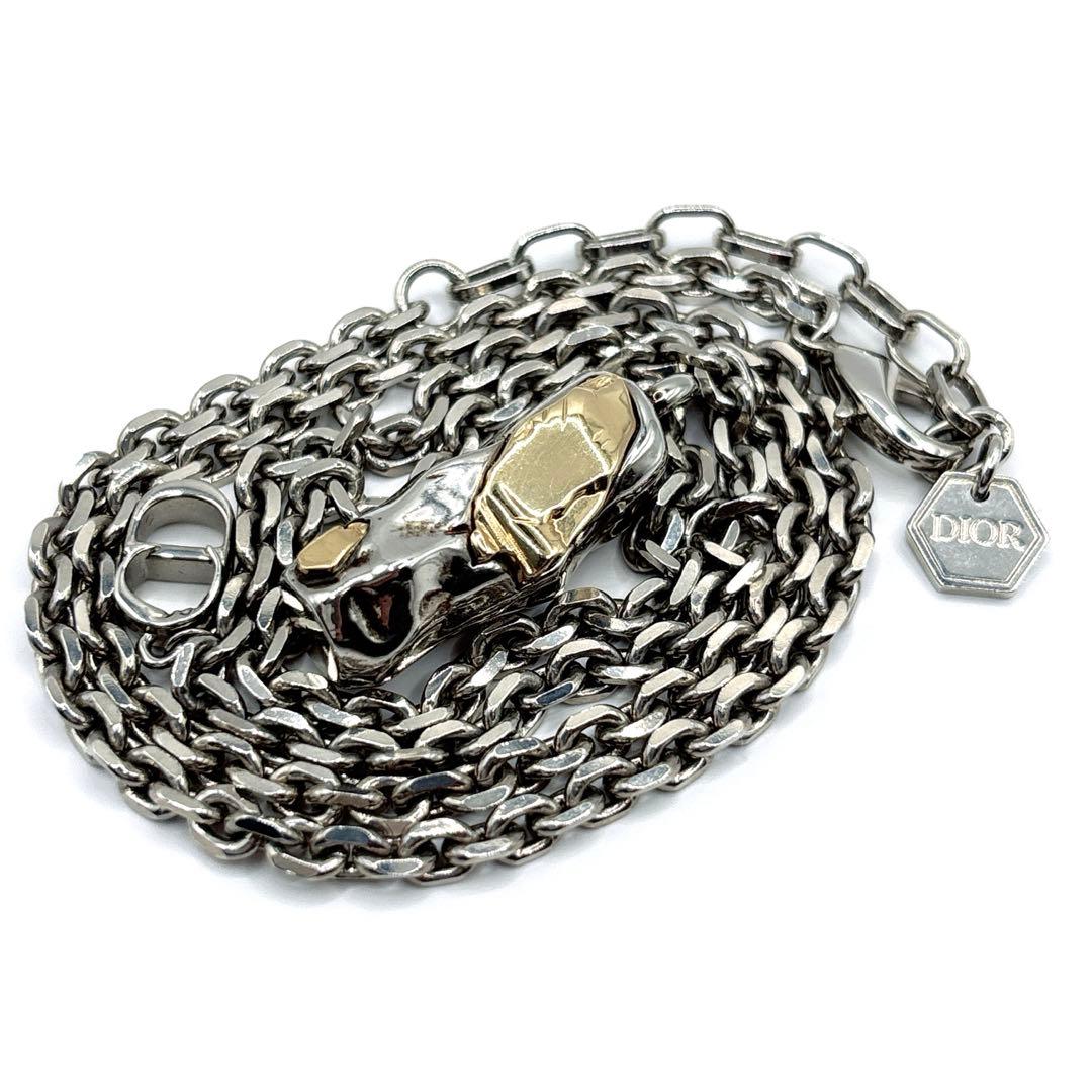 【美品】 Dior トーテムネックレス CDロゴ シルバー ゴールドGP メンズ