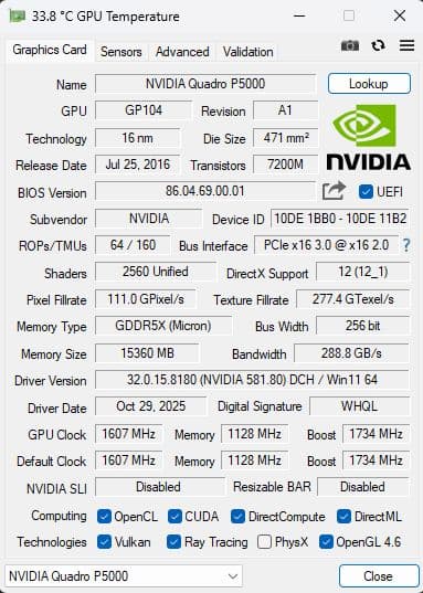 NVIDIA Quadro P5000 グラフィックボード