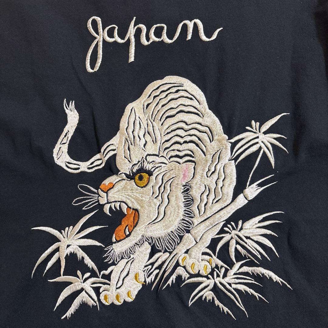 【希少L】テーラー東洋 スカTシャツ 白虎 バック刺繍 黒 東洋エンタープライズ