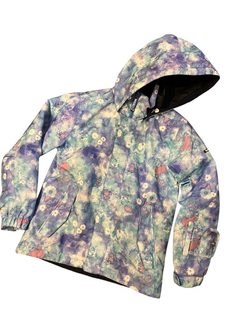 【美品】ARBN エアボーン ウェア スキーウェア 水色 総柄 花柄 女の子