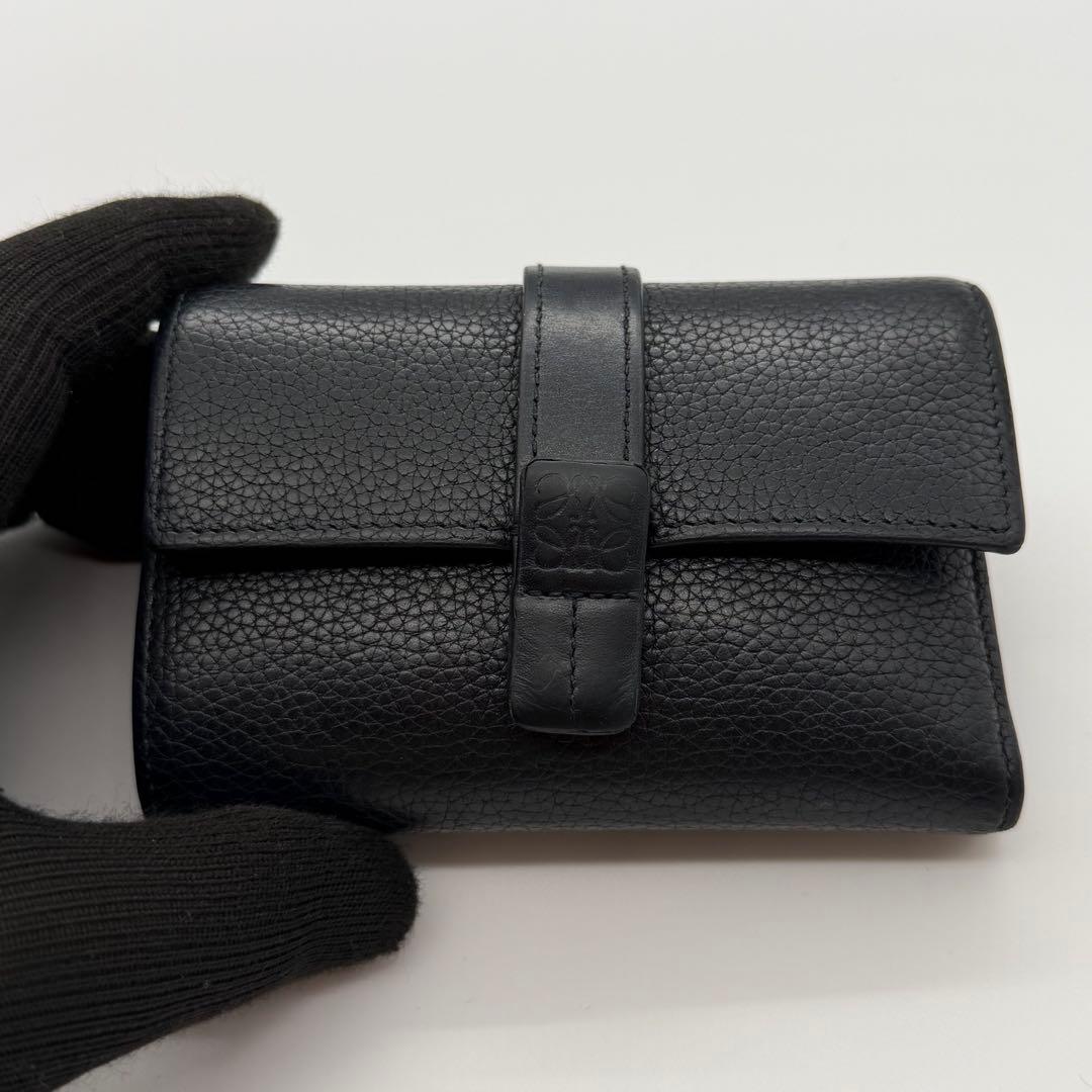 極美品　LOEWE ロエベ バーティカルウォレット 折り財布　レザー　ブラック