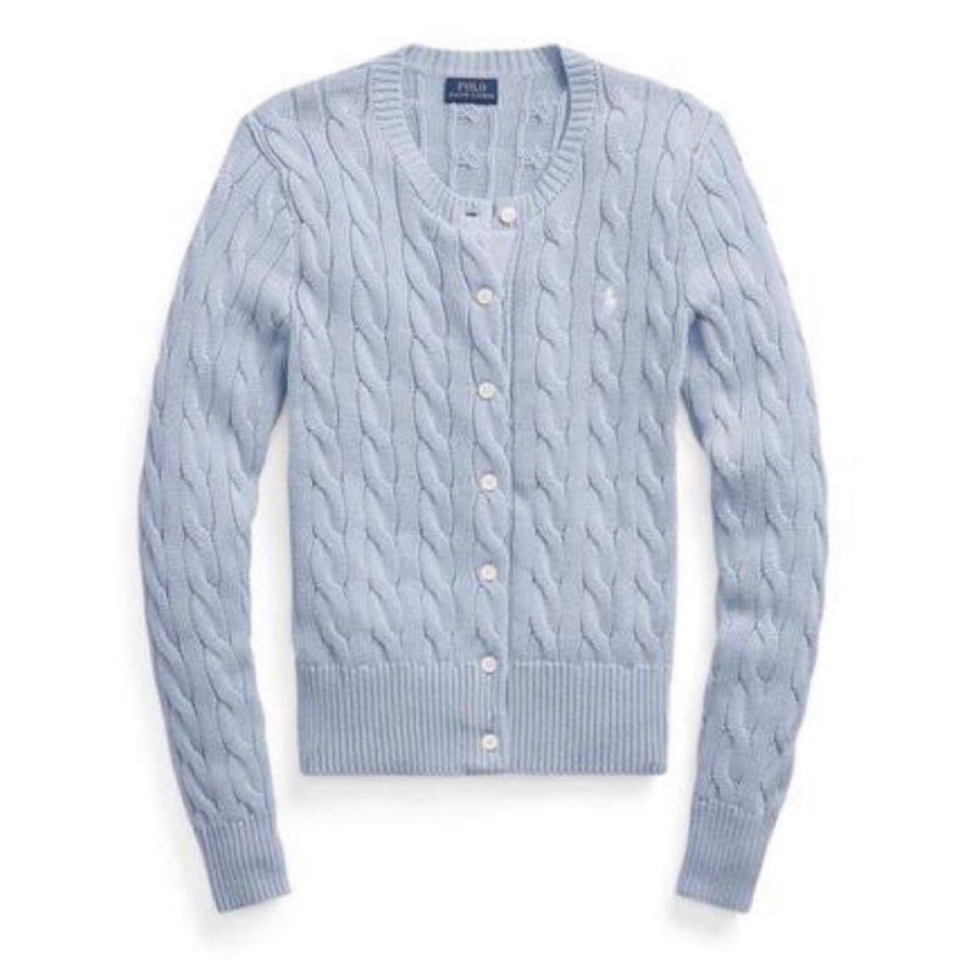 【POLO RALPH LAUREN】ラルフローレン水色ケーブルニット XS