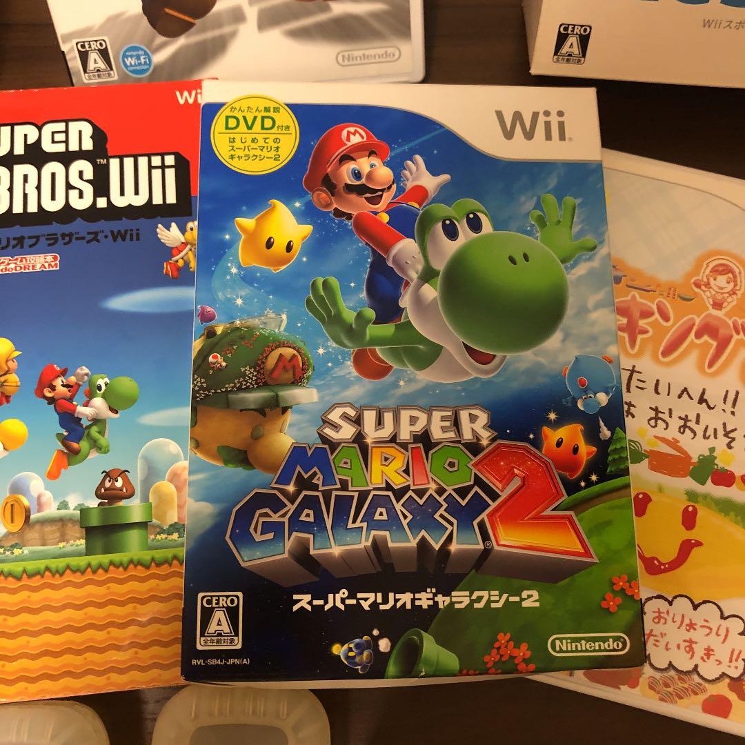 Wii本体,付属品,カセット6本(どうぶつの森,マリオカート,マリオブラザーズ)