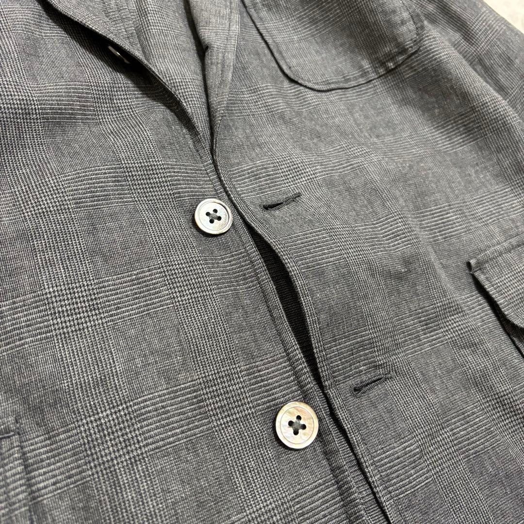 美品/リネン混★ ビームスプラス テーラードジャケット グレンチェック 20SS