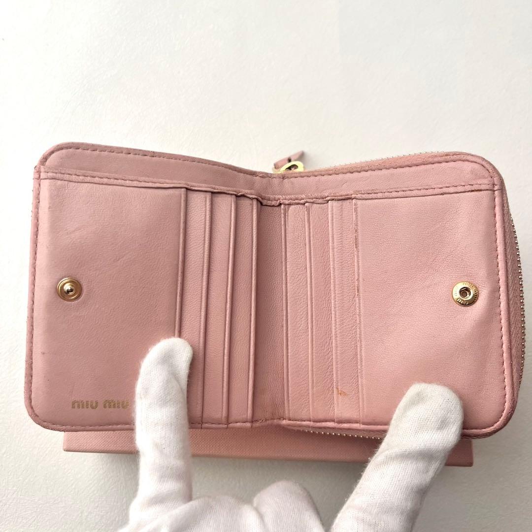 MIU MIU マテラッセ コンパクト ラウンドジップ 財布 箱付き0205-④