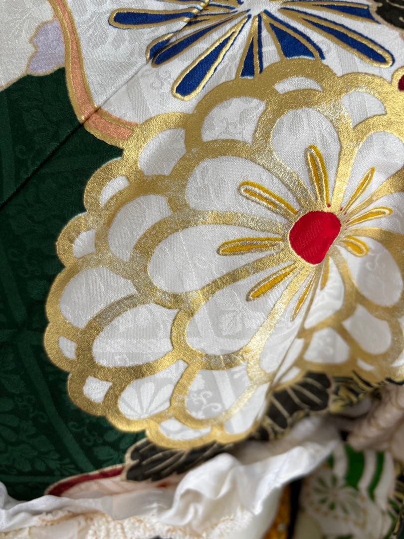 ⭐️間もなく終了（3/1までの出品）振袖フルセット　正絹振袖　成人式　深緑系