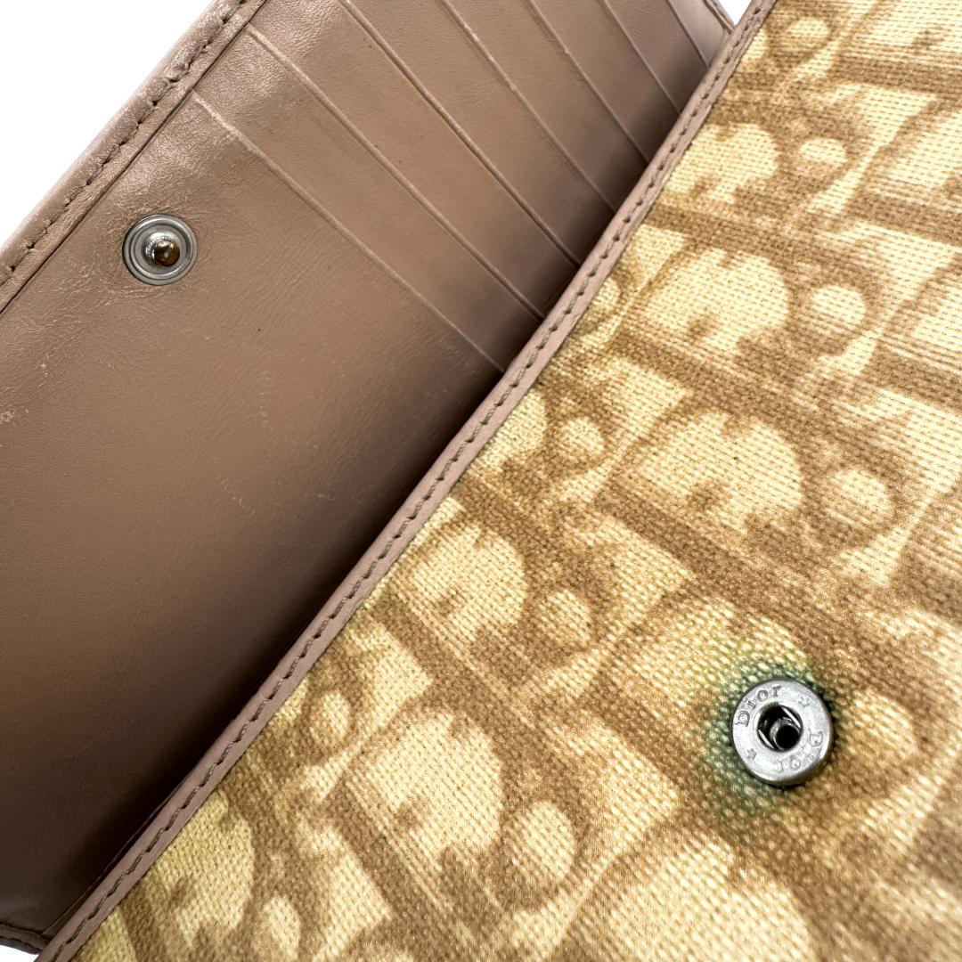 Christian Dior トロッター柄 長財布 ベージュ PVC