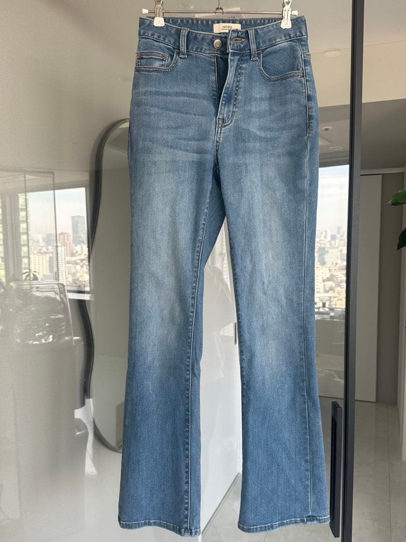 andar アンダール airdenim セミ ブーツカットジーンズ デニムXS