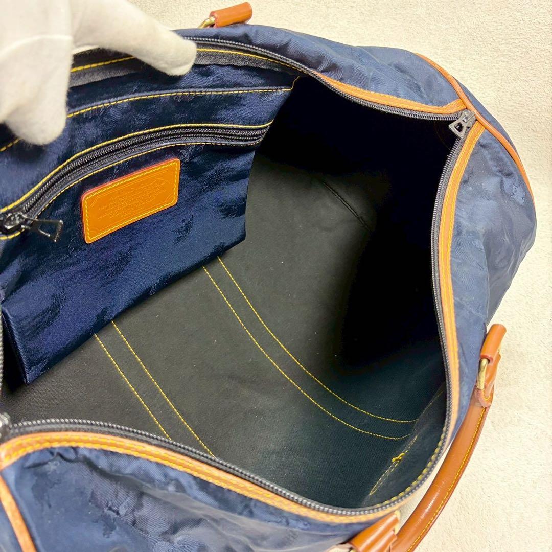 【美品✨】ハンティングワールド　ボストン 紺　総柄　バチュークロス　2way
