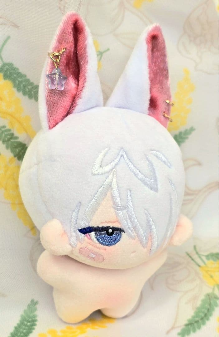 【少難有り】 自作 無属性 ぬいぐるみ 白髪のケモ耳くん 10cm