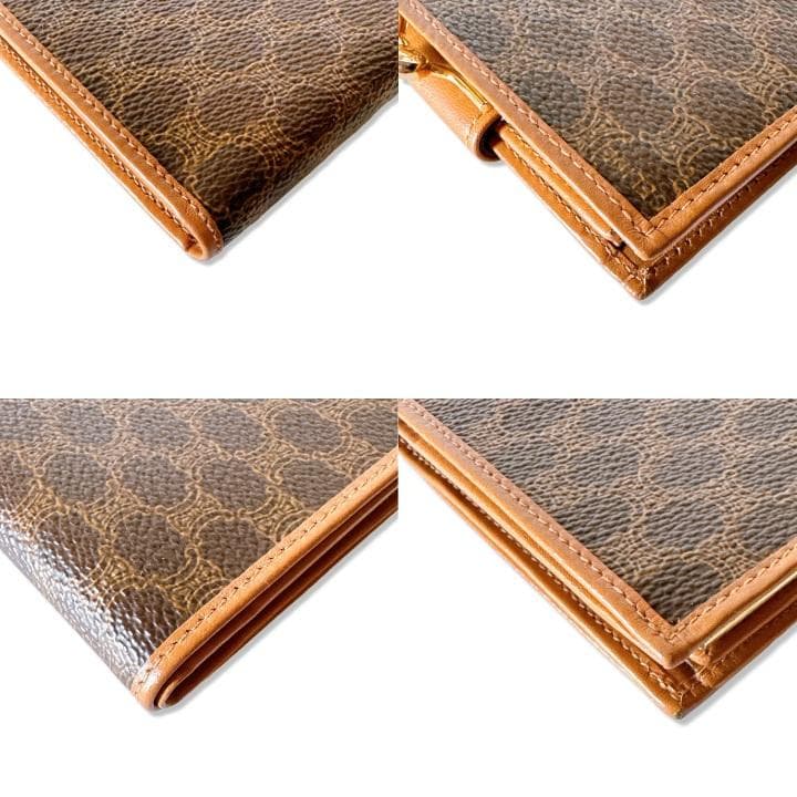 【美品】CELINE セリーヌ がま口 二つ折り財布 マカダム柄