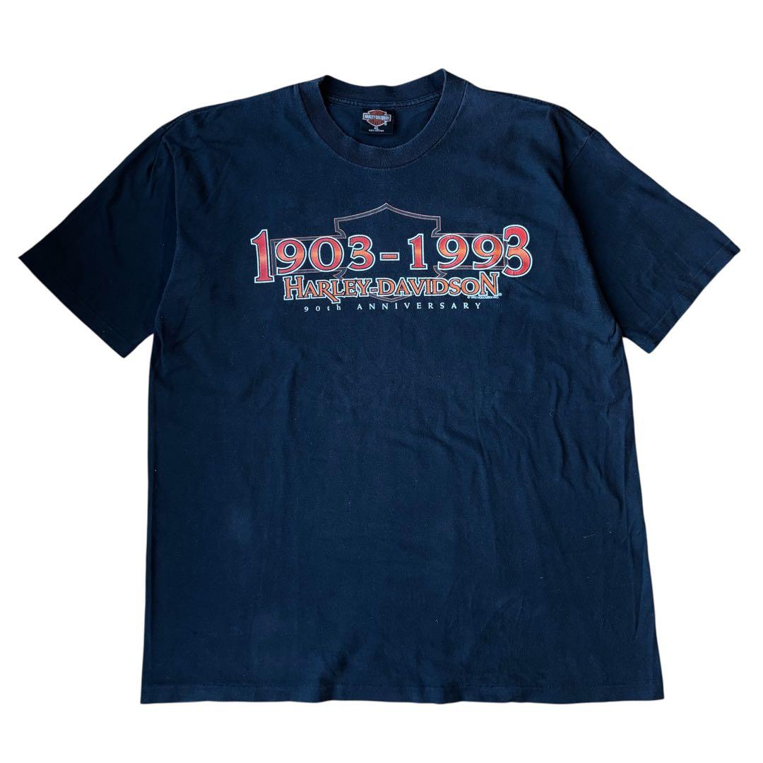 90s ハーレーダビッドソン Tシャツ XL ビンテージ ハーレー 90周年 黒