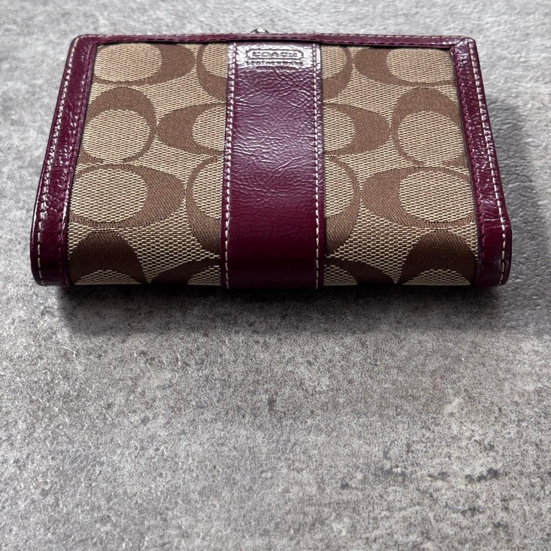小物 Coach Signature Clasp Bifold Wallet Red