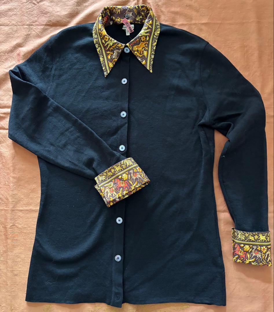 HERMES 黒の長袖カーディガンMsize