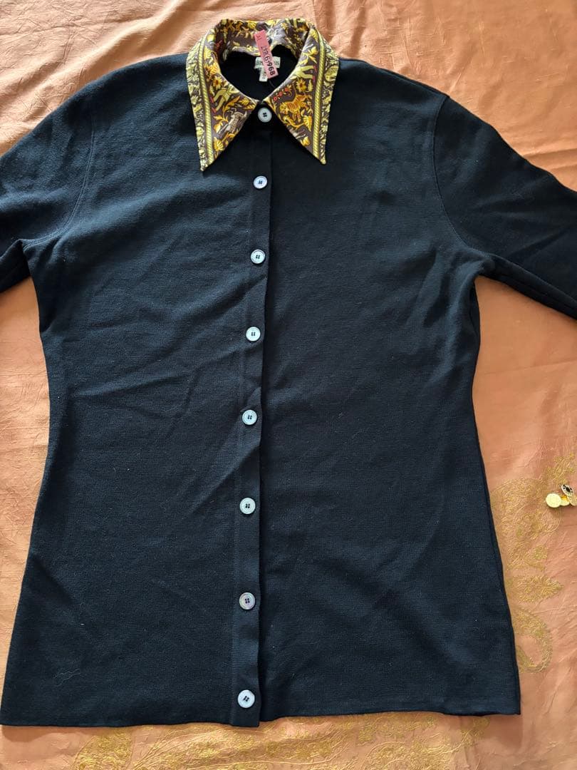 HERMES 黒の長袖カーディガンMsize