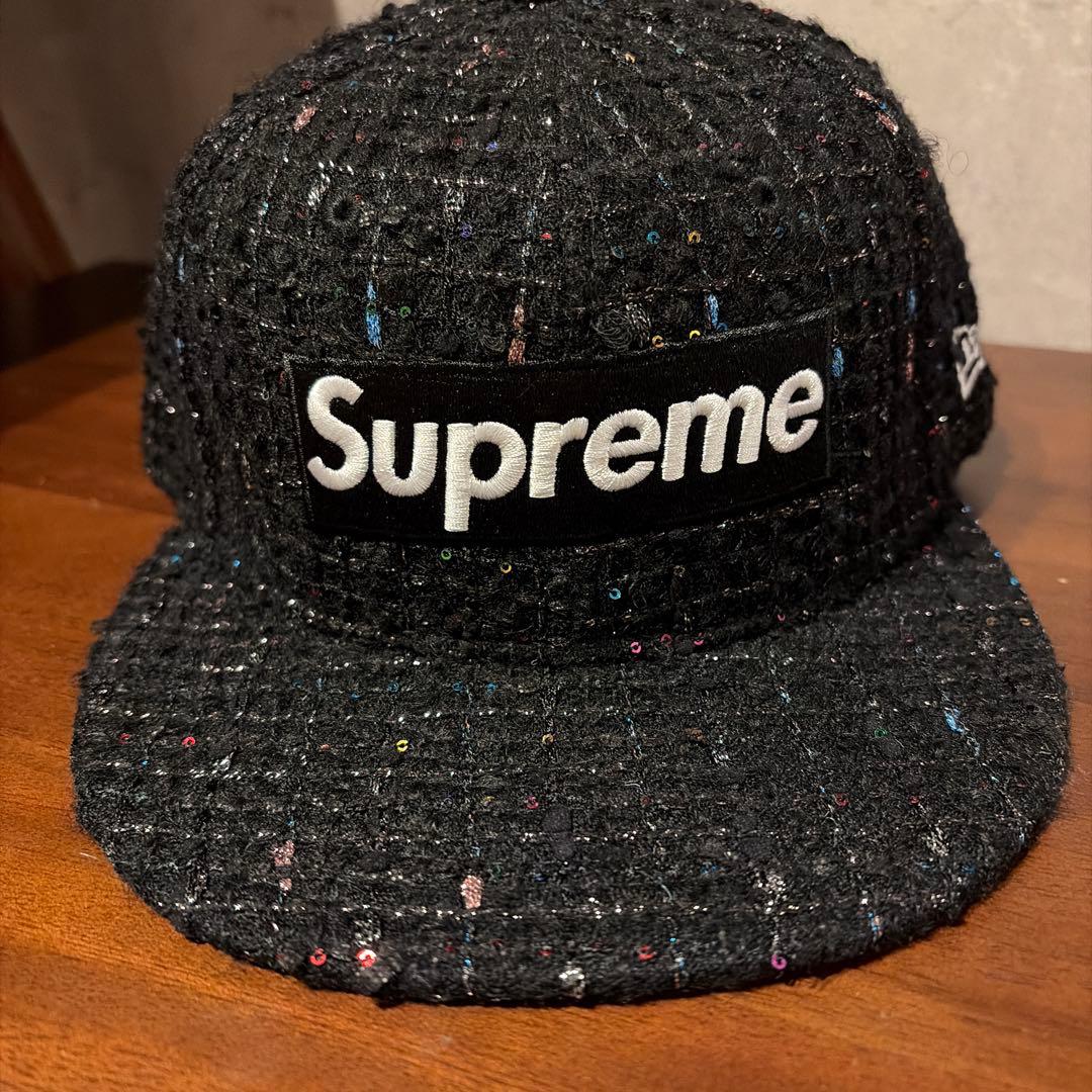 【新品未使用】7 1/4 Supreme 黒 ベースボールキャップ