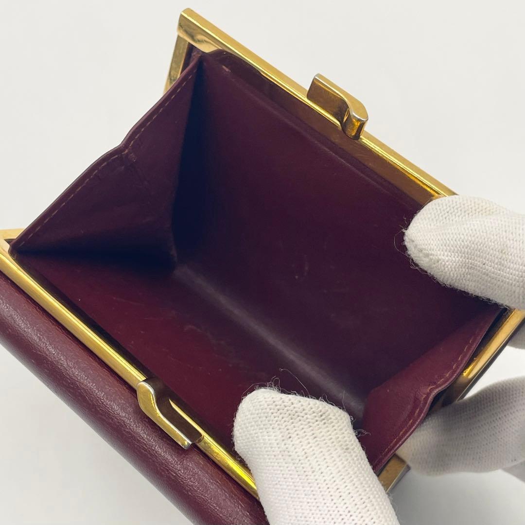 Cartier カルティエ マストライン 二つ折り財布 がま口 レザー ボルドー