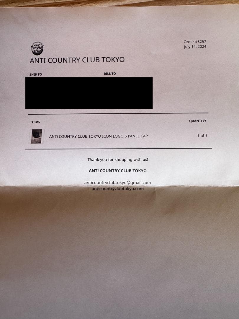 ANTI COUNTRY CLUB 5パネル キャップ ブラック