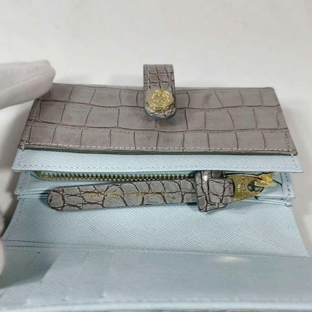 現行❗️未使用品✨️　A.D.M.J.　クロコ型押しパース　折り財布　シルバー