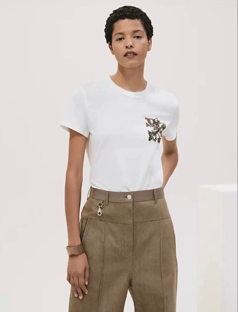 エルメス　25SS コットンTシャツ　カルトゥッシュ36