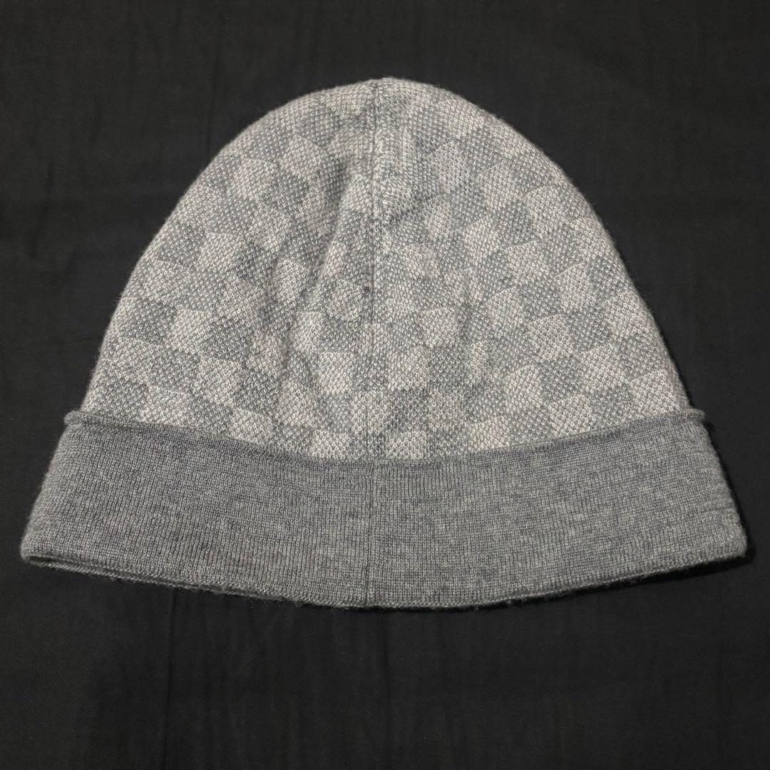 Louis Vuitton グレー チェック柄 ニット帽