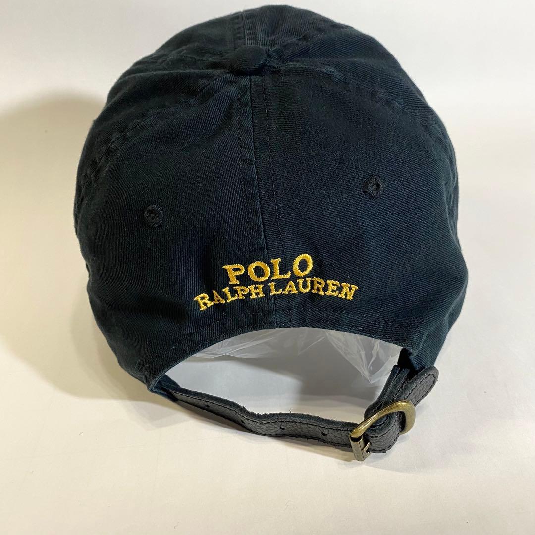 POLO RALPHLAUREN ポロ ラルフ ポニー 6パネルキャップ 黒 金