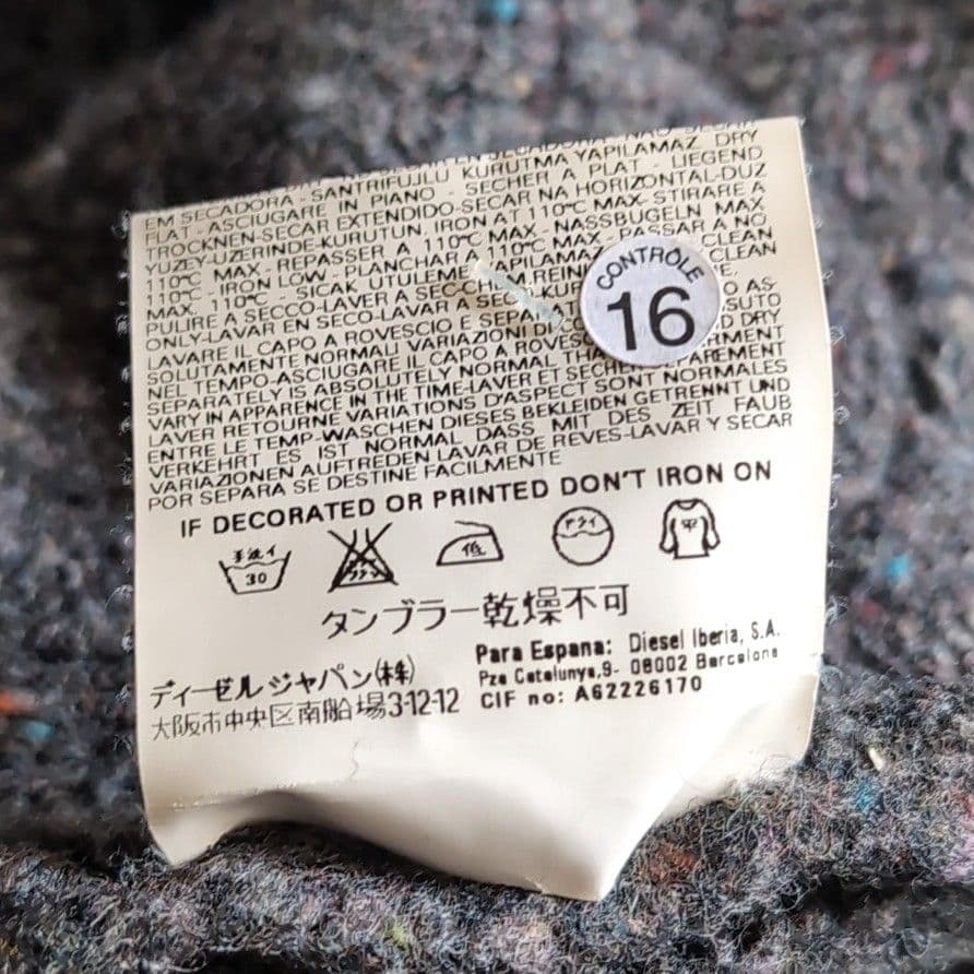 美品 ディーゼル カシミヤ混 ウール メランジ ニットジャケット L グレー