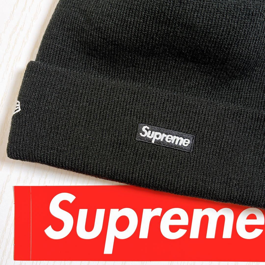 Supreme NEW ERA ニット帽　ビーニー　Sロゴ ブラック　ピンク