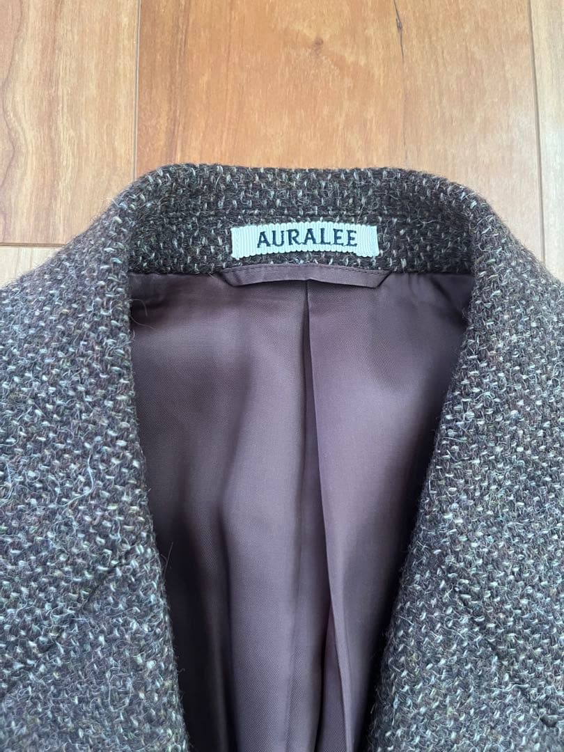 AURALEE ブラウン ツイードロングコート