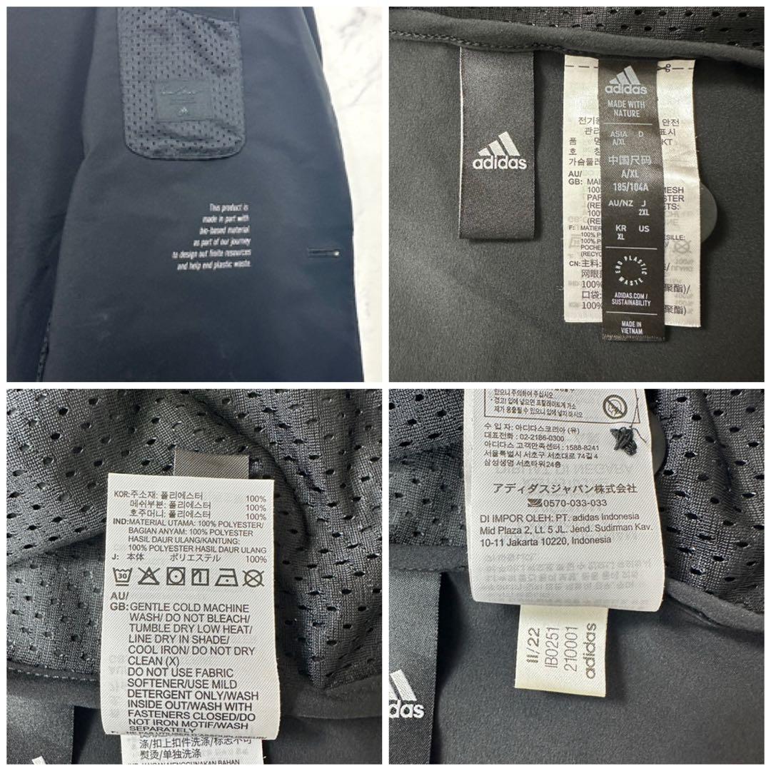 希少 2XL【adidas】ストレッチ テーラードジャケット 洗える ブラック