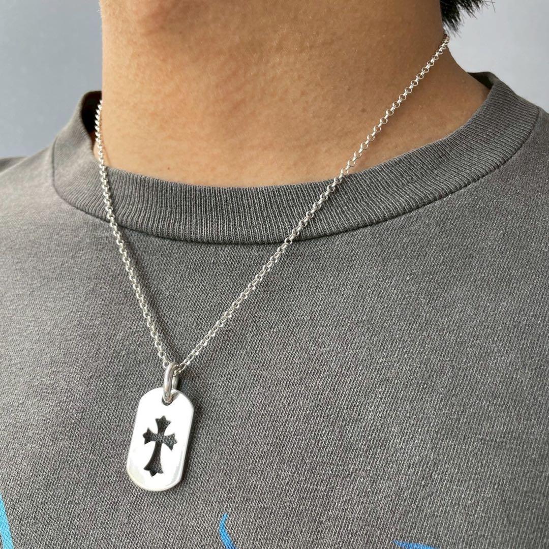 シルバー925 カットアウト クロス ネックレス チェーン セット