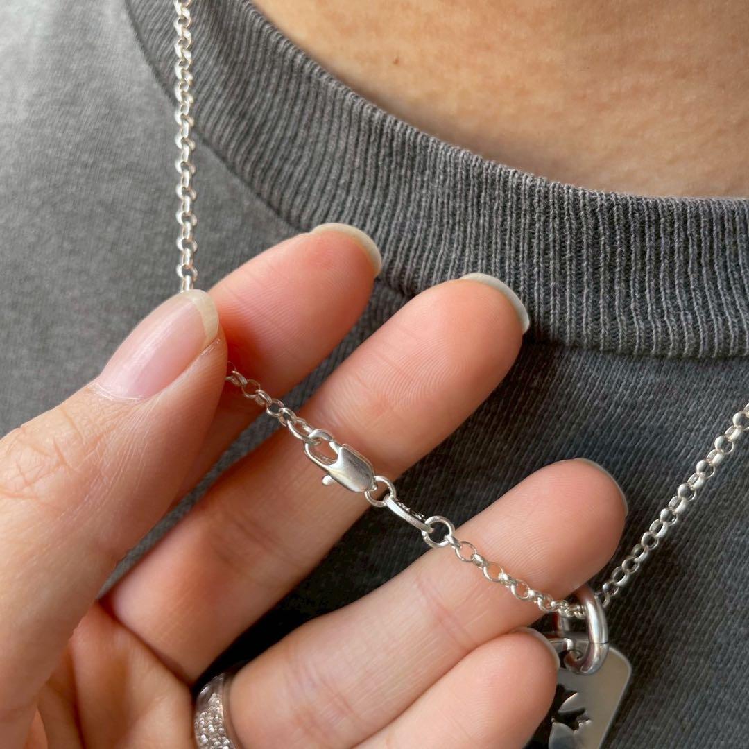 シルバー925 カットアウト クロス ネックレス チェーン セット