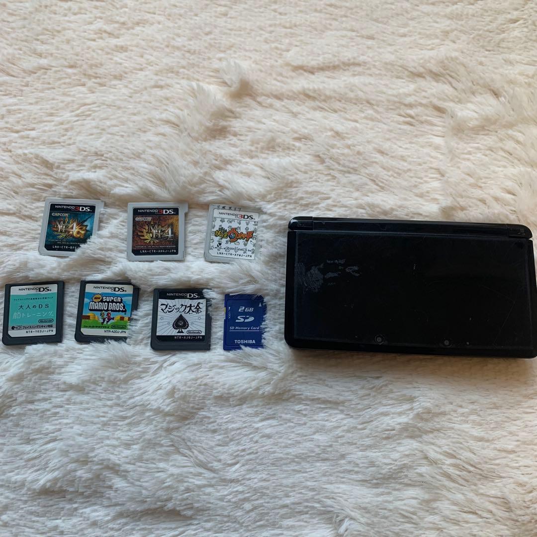 (ジャンク品）ニンテンドー3DS 本体 ブラック 起動確認済ソフト6本