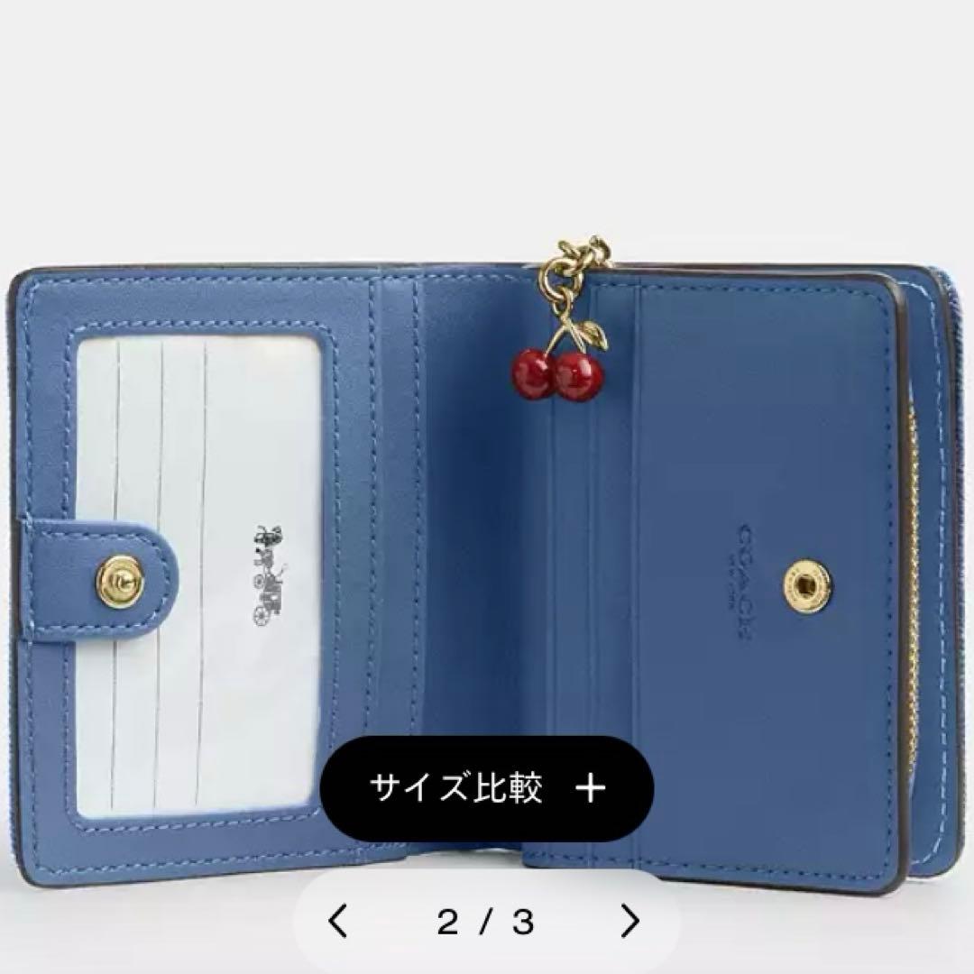 可愛いすぎ☆新品☆COACH☆デニム☆チェリー☆二つ折り財布☆