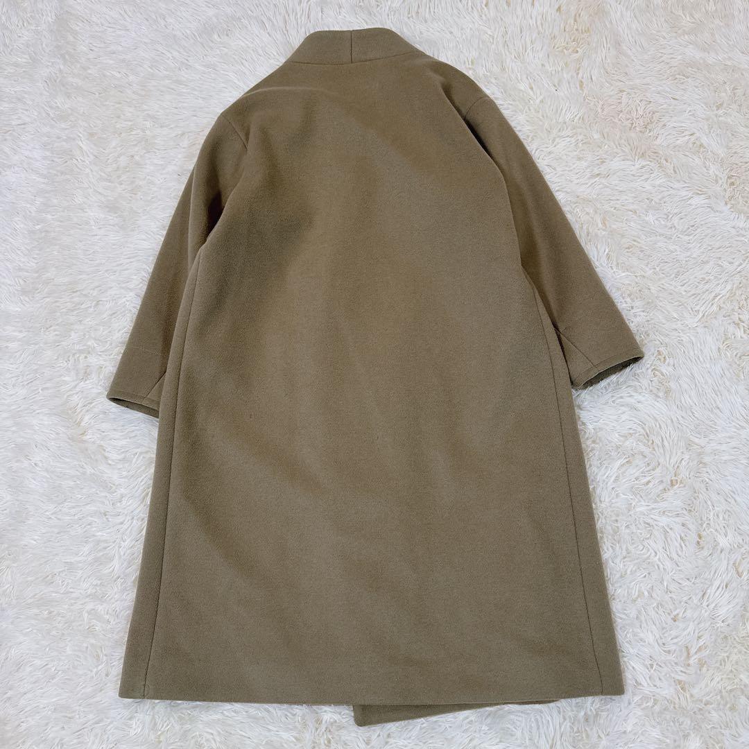 HYKE メルトンノーカラーコート　サイズ1　日本製　カーキ