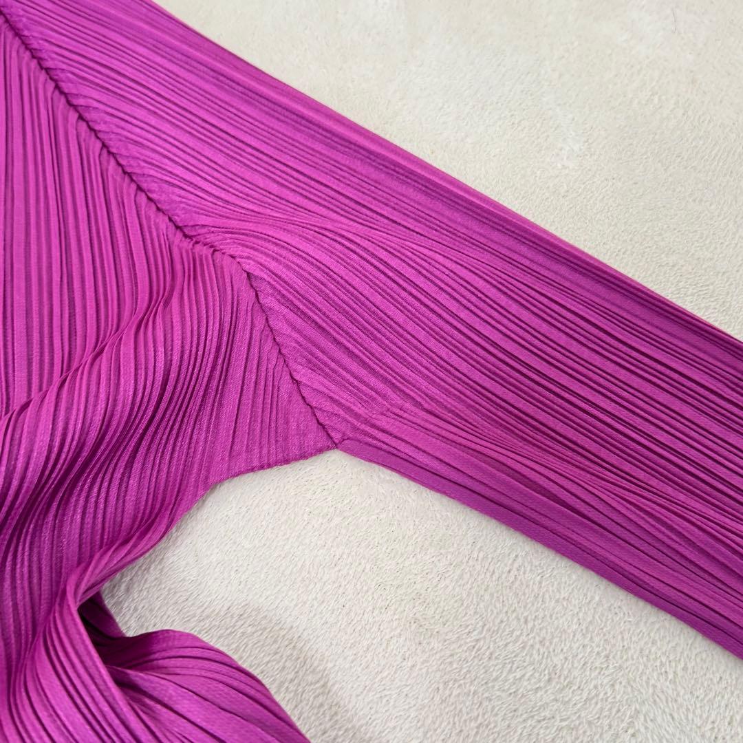 極美品✨PLEATS PLEASE プリーツ　変形　パープル　ロングカーディガン
