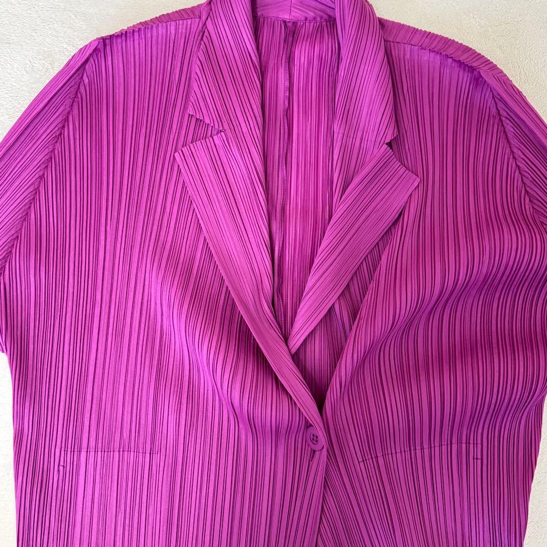 極美品✨PLEATS PLEASE プリーツ　変形　パープル　ロングカーディガン