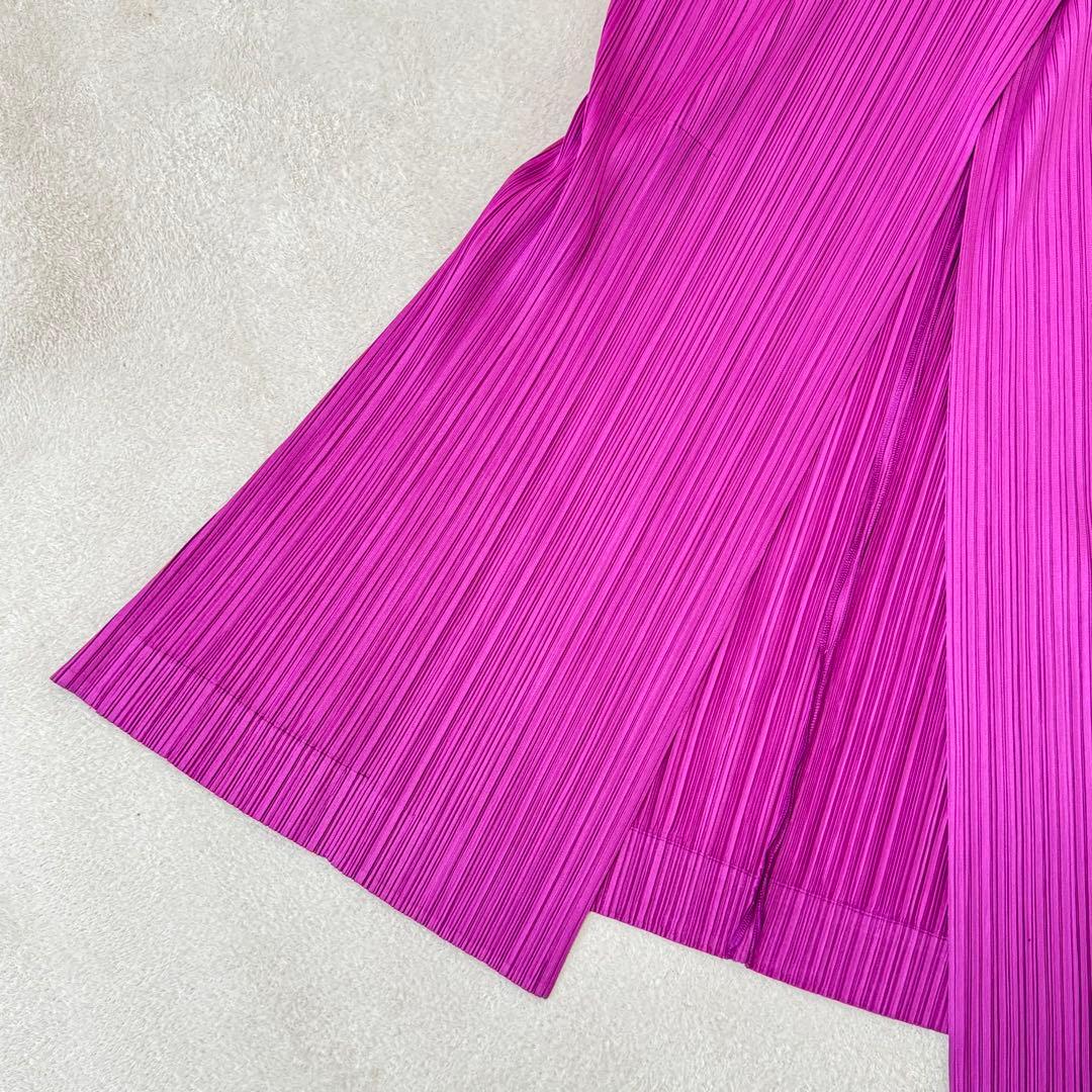 極美品✨PLEATS PLEASE プリーツ　変形　パープル　ロングカーディガン