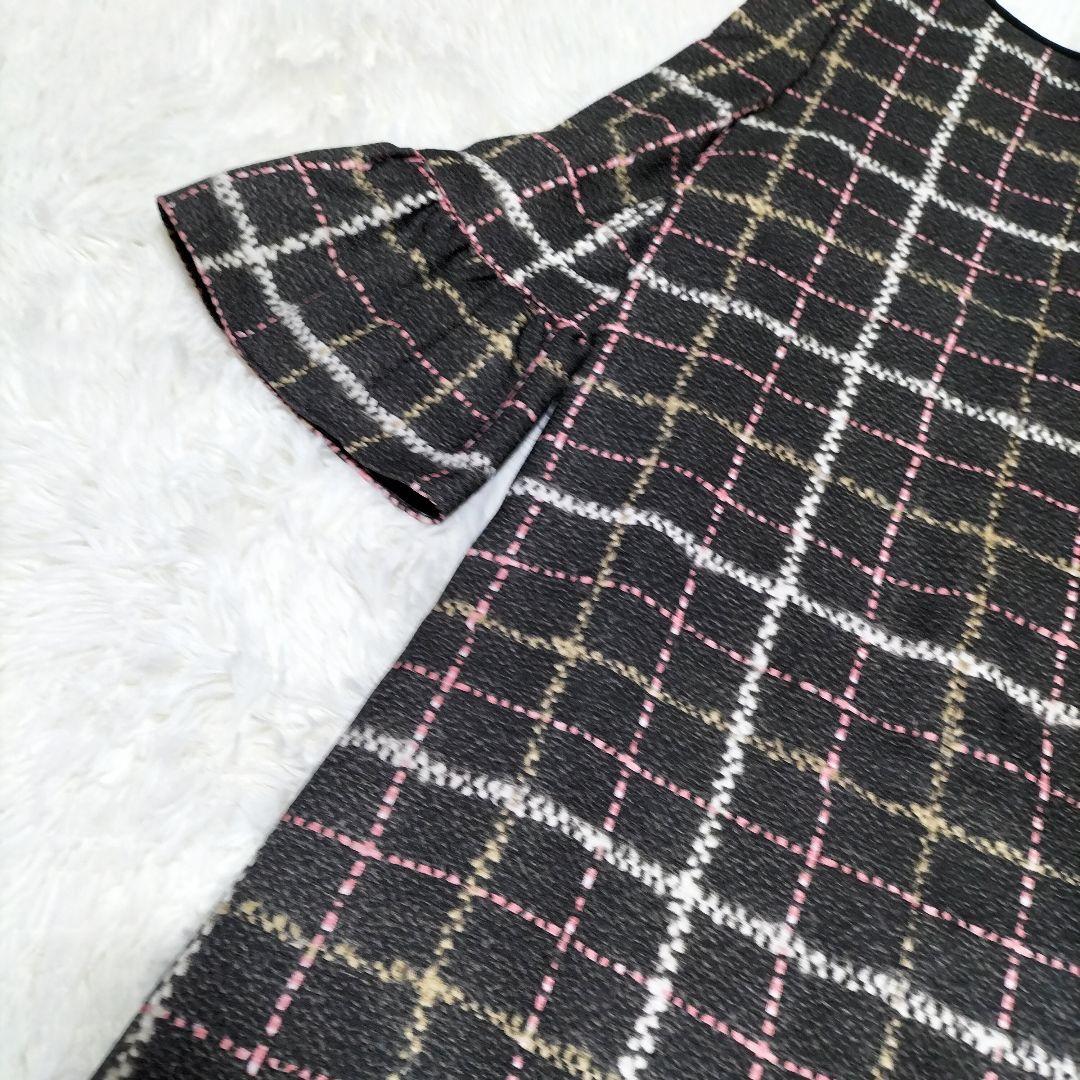✨極美品✨ M'S GRACY ツイードライクプリントワンピース リボン 膝丈