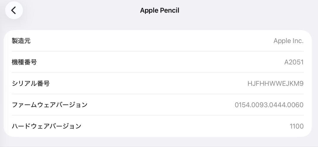 良品　正常動作確認　Apple Pencil 第2世代　MU8F2J/A　r9