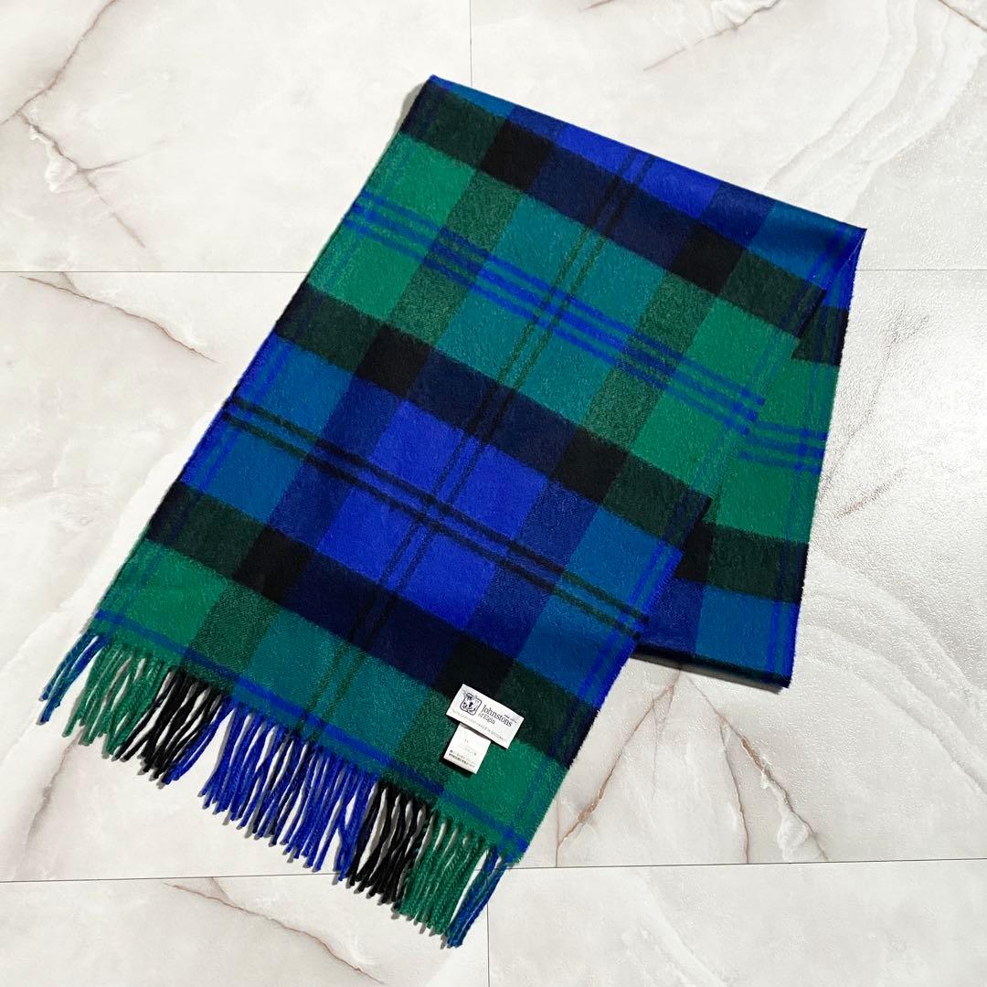 A18556 美品 ジョンストンズ カシミヤ100% Baird 中判マフラー