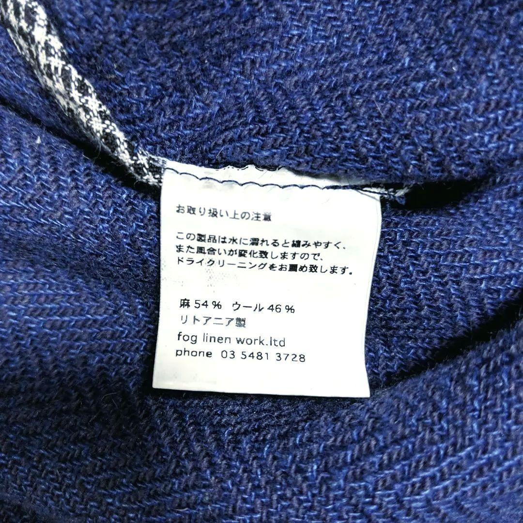 fog linen work リネンウール ヘリンボーン コートワンピース