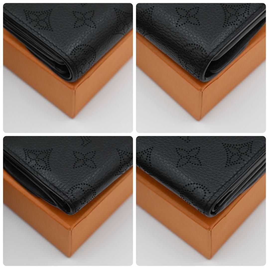 【美品】ルイヴィトン モノグラム マヒナ イリスXS 三つ折財布 ブラック