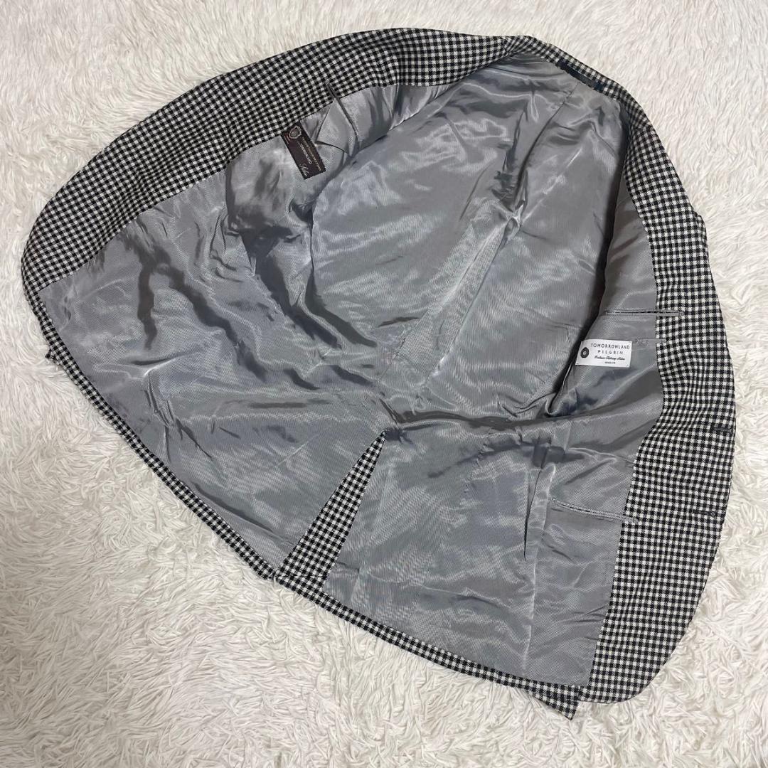 トゥモローランドピルグリム　カシミヤ混　ツイードジャケット　チェック柄　42