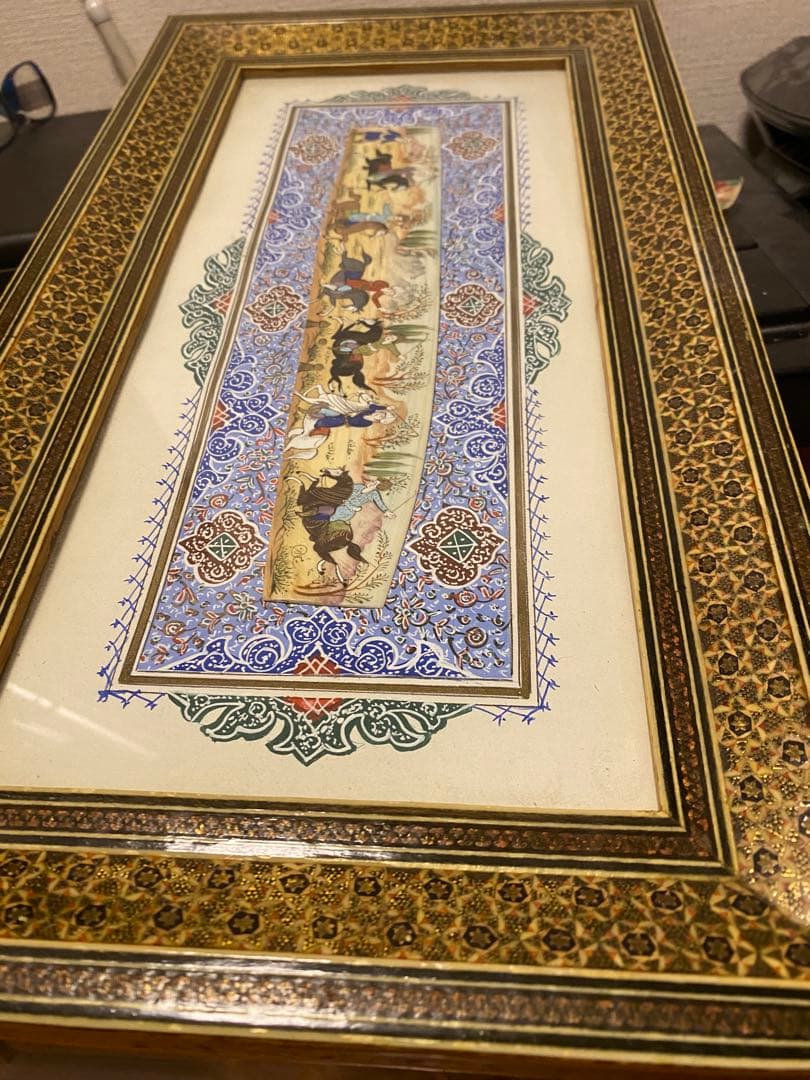 イスタンブール購入 ペルシャ絵画 騎馬戦闘シーン（モザイク画）