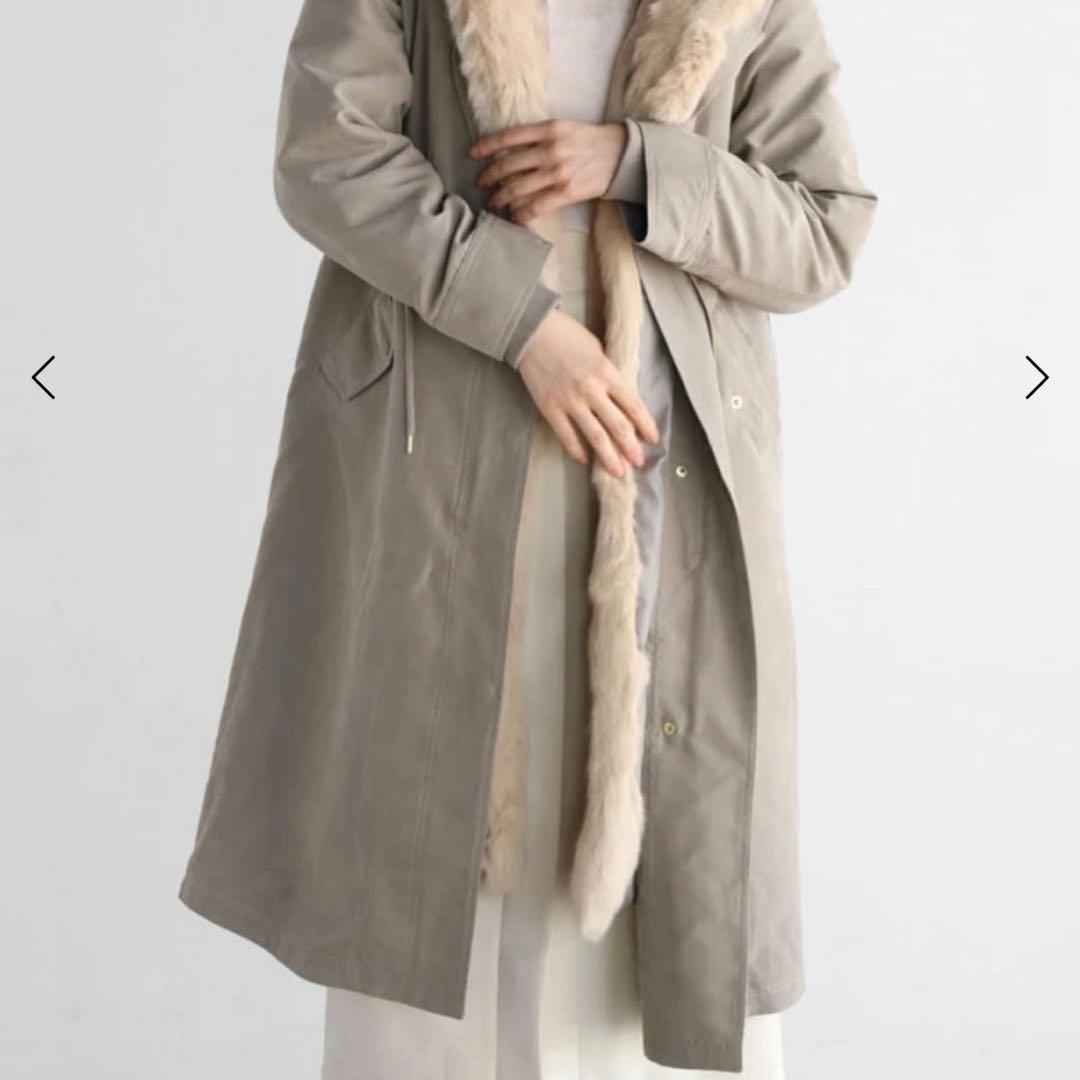 MODEC 新品☆YAMADAYA ファーフーデッドモッズアウター　グレージュ