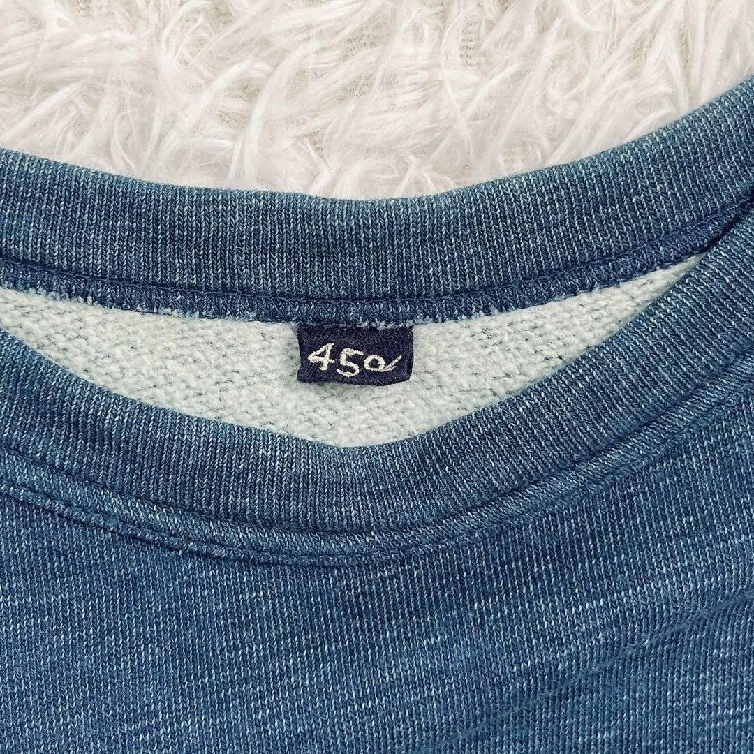 45R 裏毛　ドレス　ワンピース　インディゴ　藍染め　R刺繍　長袖