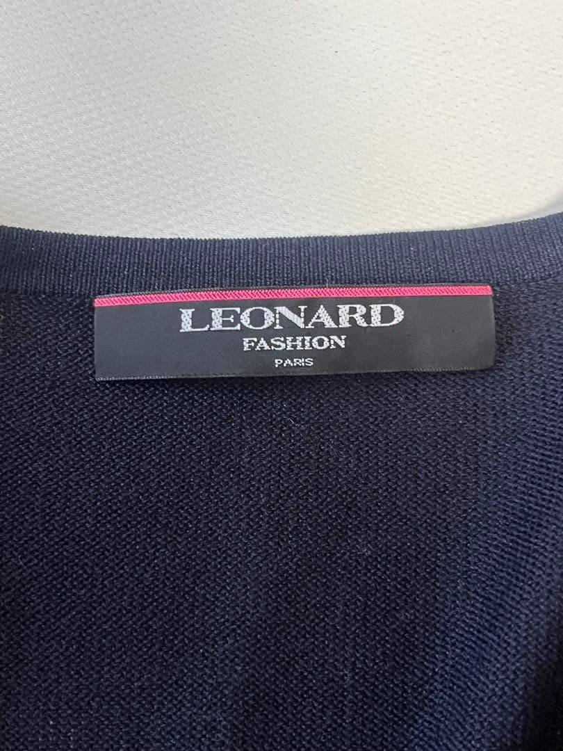 【美品】LEONARD レオナール　カーディガン　花柄　ネイビー