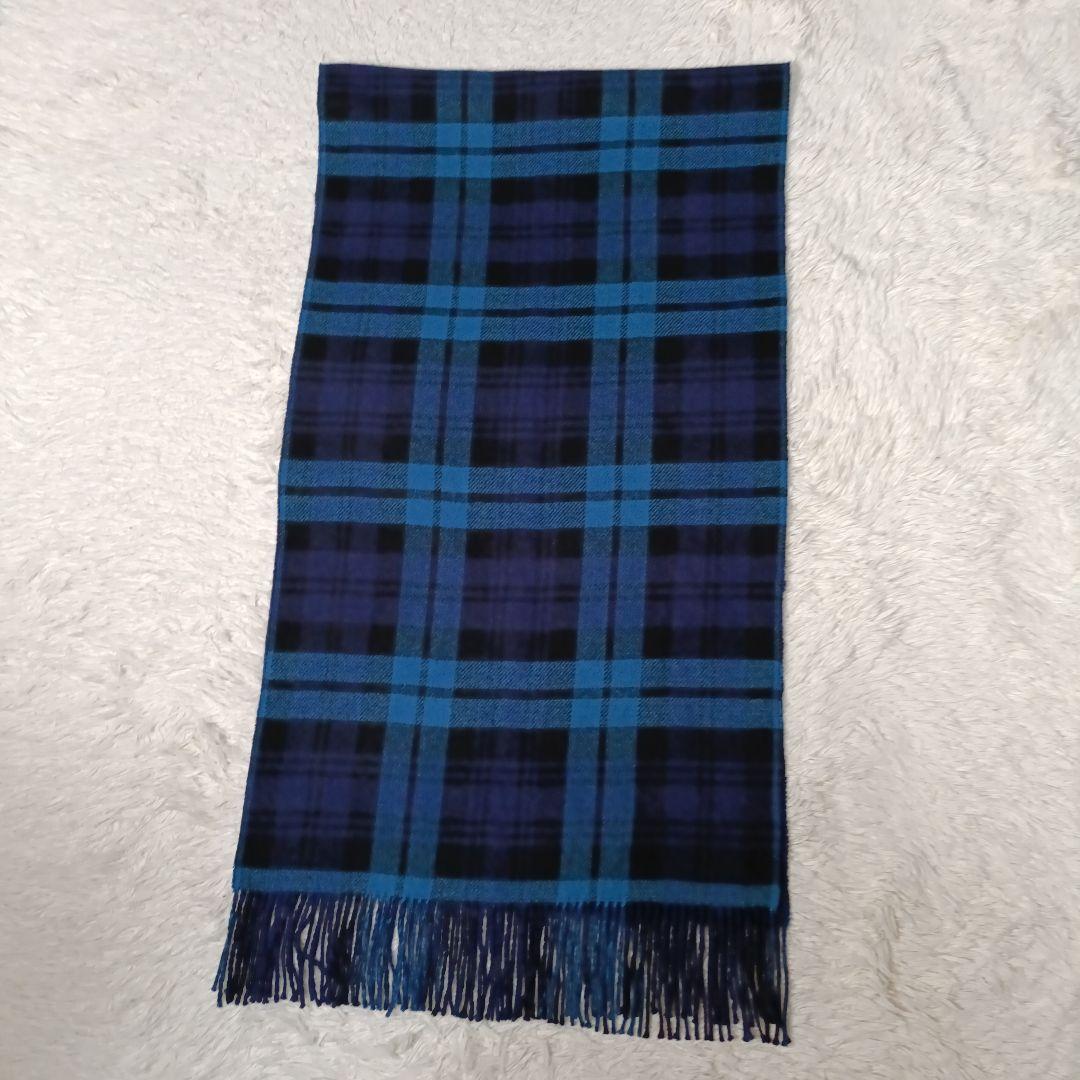 美品■UNITED ARROWS カシミヤ100% リバーシブルマフラー ブルー
