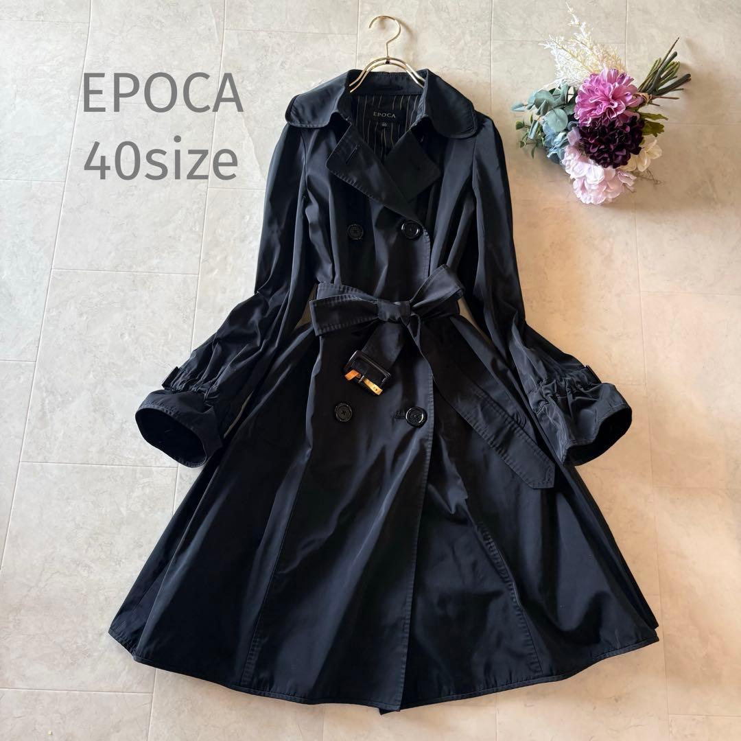 NO.7-158 EPOCA/Aライントレンチコート　ブラック×ストライプ40